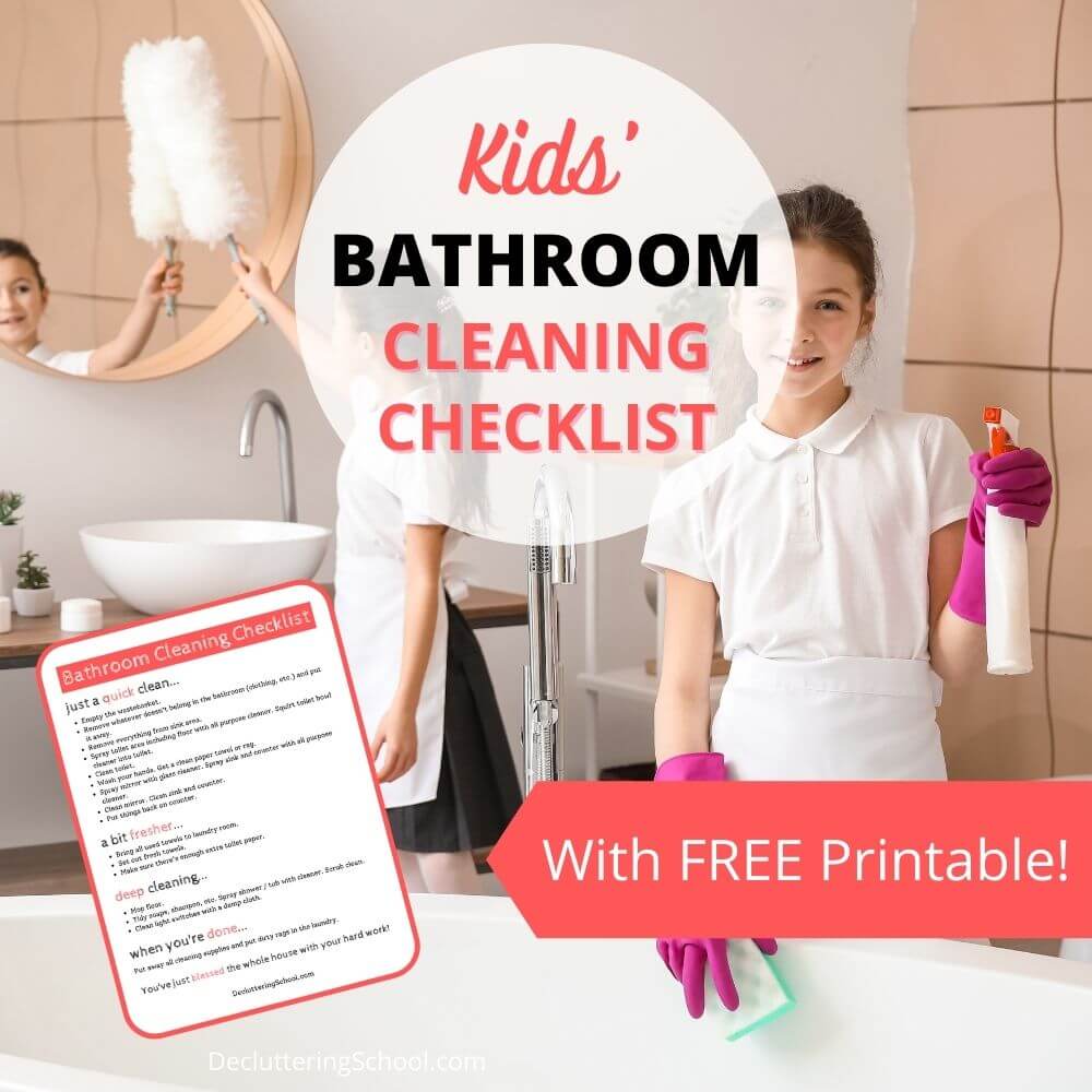 kids bathroom cleaning checklist cover