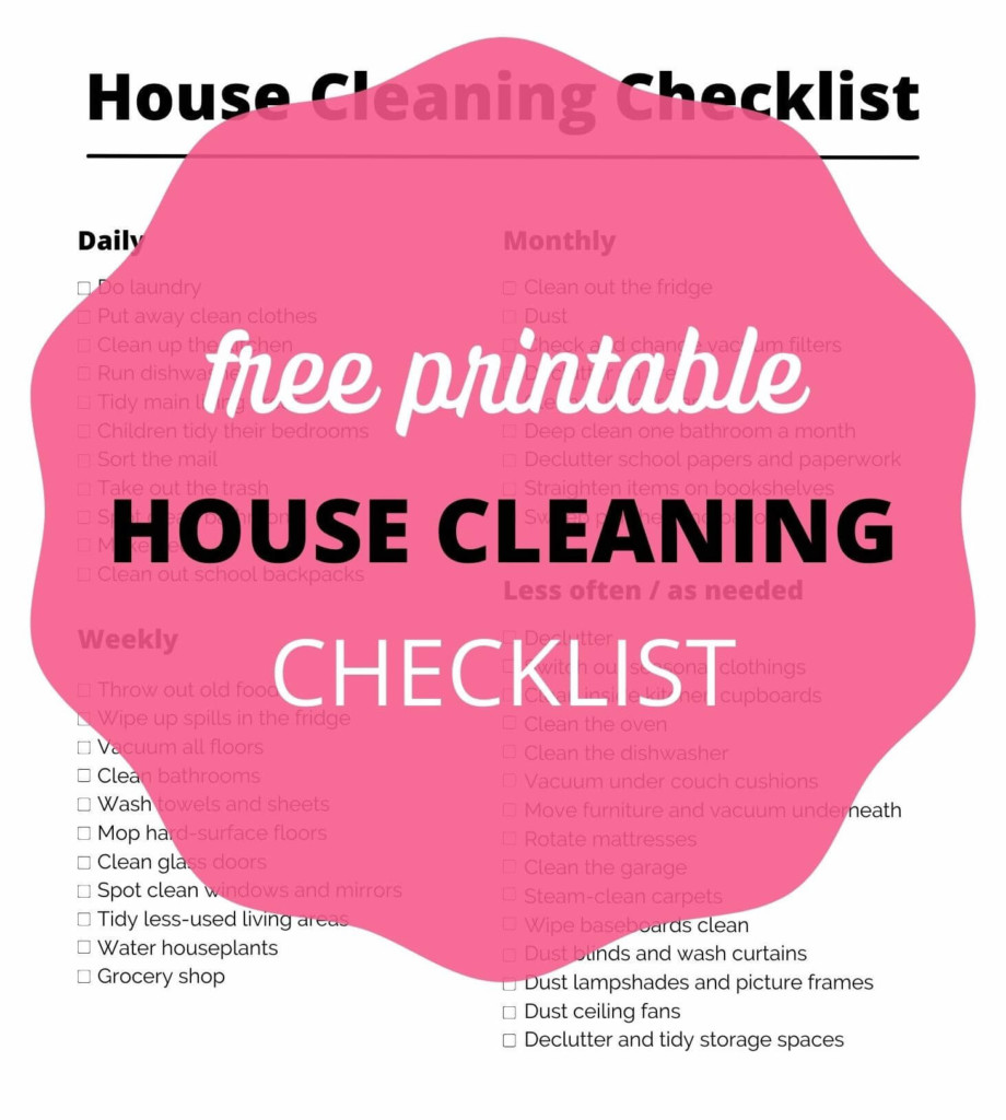 house cleaning checklist printable