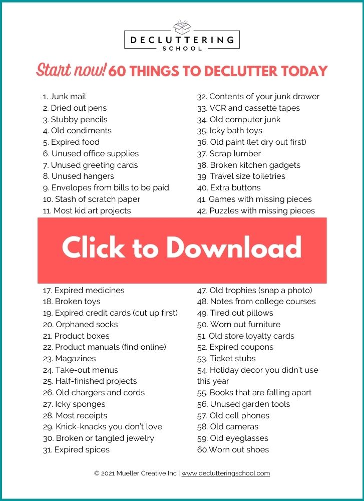 decluttering checklist - declutter these 60 things right now