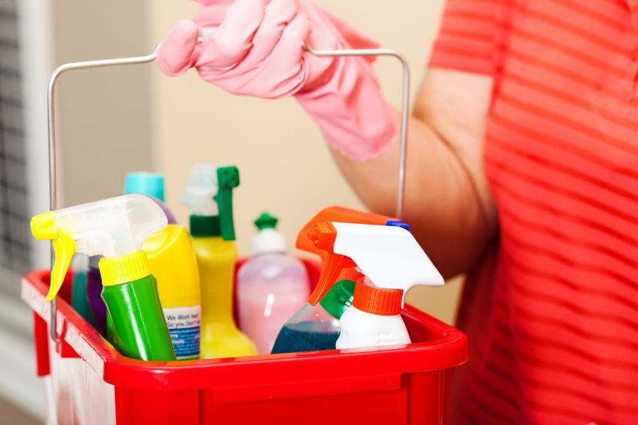 When cleaning supplies need to be decluttered
